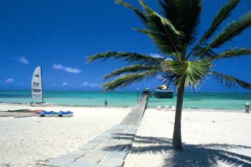 Santa Lucia (Camaguey) palm tree sailboat beach