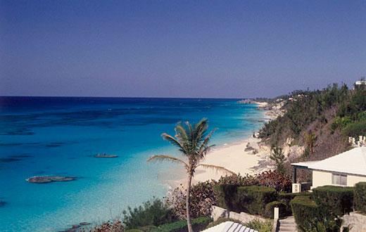 Bermuda beach umbrella chairs and towels