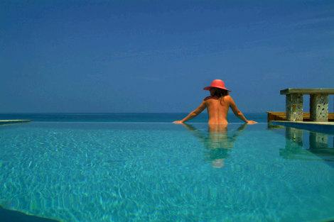 Plage des Bermudes parapluie chaises et serviettes