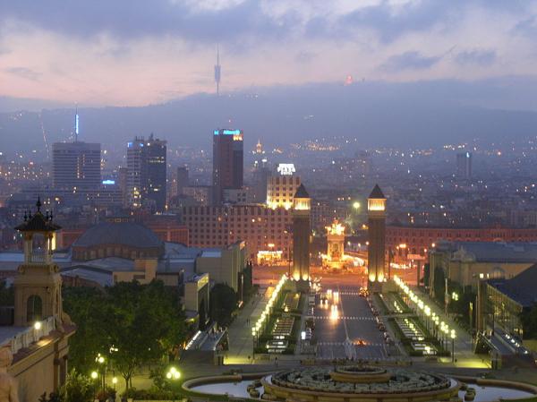 Barcelona aerial view at night