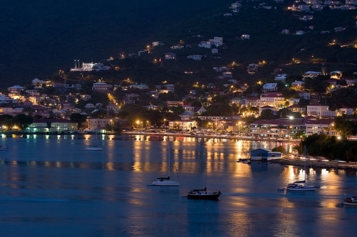 St. Thomas Harbor at night