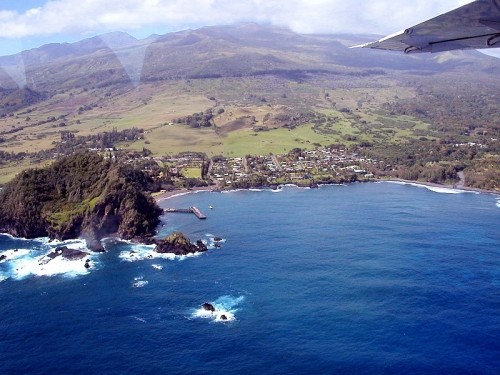 Vue aérienne de Hana, Maui