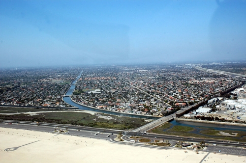 Vue aérienne de Huntington Beach