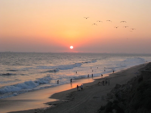 Vue aérienne de Huntington Beach