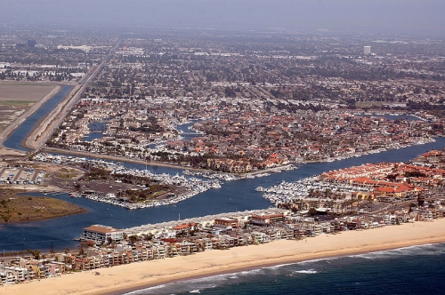 Vue aérienne de Huntington Beach