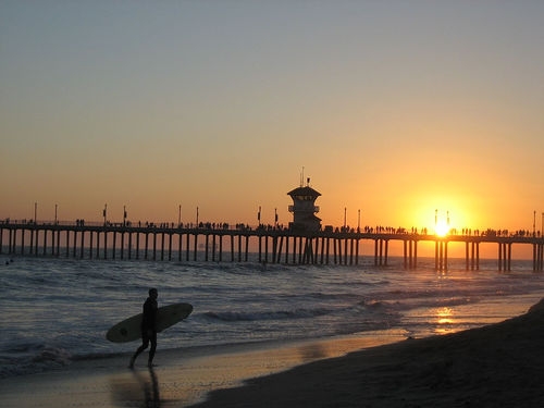 Vue aérienne de Huntington Beach