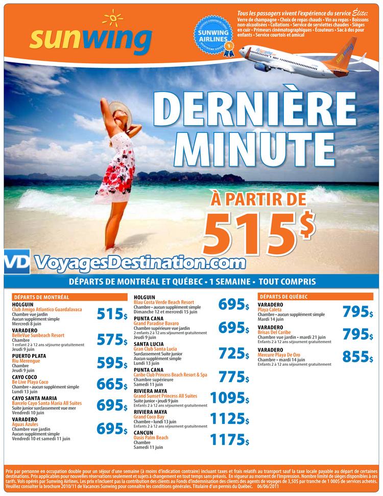 voyage rabais sunwing