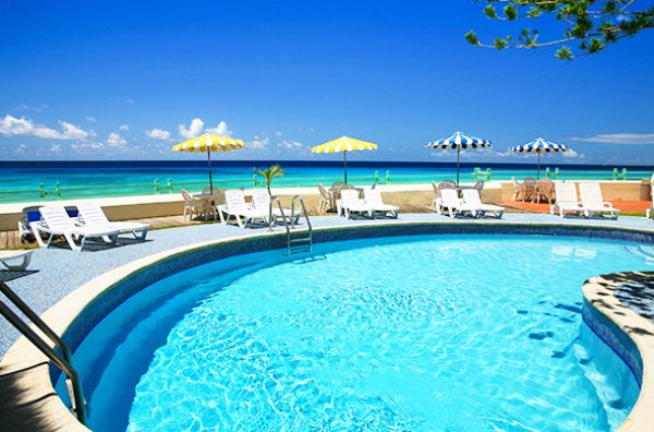 Blue Orchids Beach pool at night