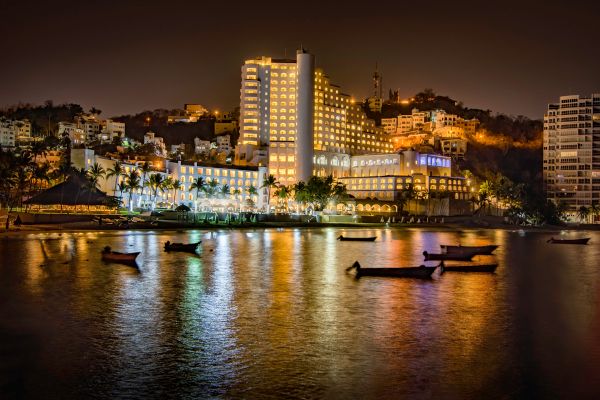 Tesoro Manzanillo exterior at night