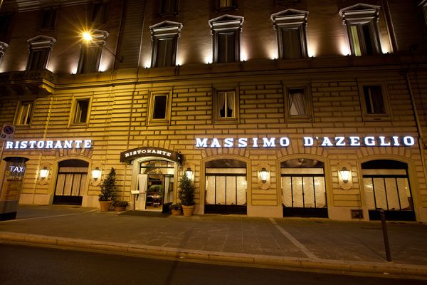 Hotel Massimo D Azeglio exterior at night