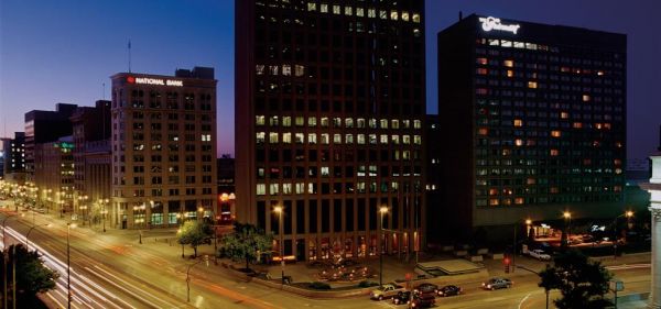 Fairmont Winnipeg exterior at night