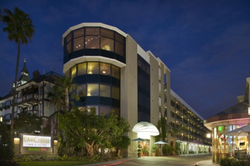 Carousel Inn exterior at night 