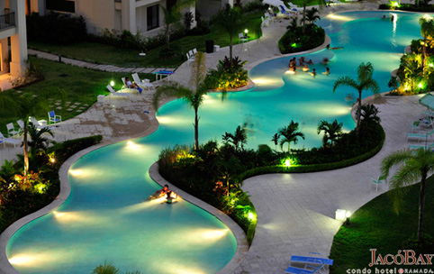 Jaco Bay Condo Hotel pool at night