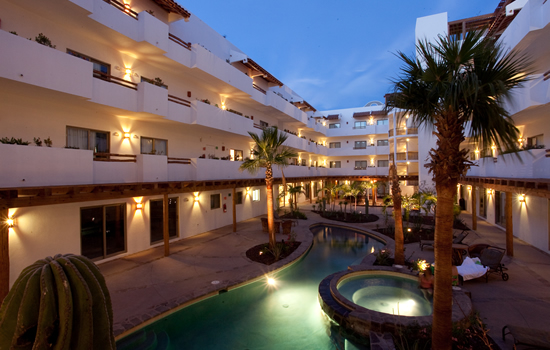 Hotel Santa Fe Loreto pool at night