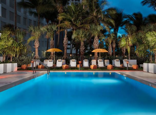 Hilton Cabana Miami Beach exterior at night