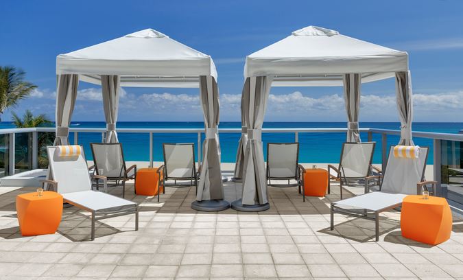 Hilton Cabana Miami Beach exterior at night