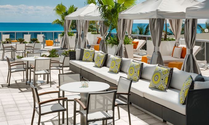 Hilton Cabana Miami Beach exterior at night