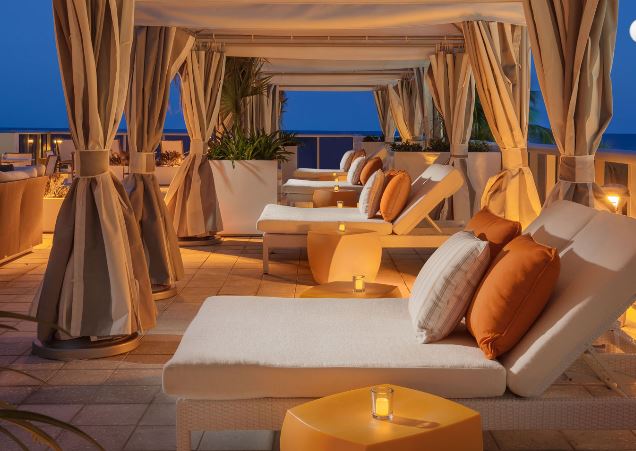 Hilton Cabana Miami Beach exterior at night