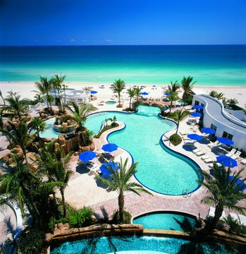 Trump International Beach Resort exterior at night