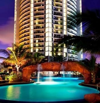 Trump International Beach Resort exterior at night