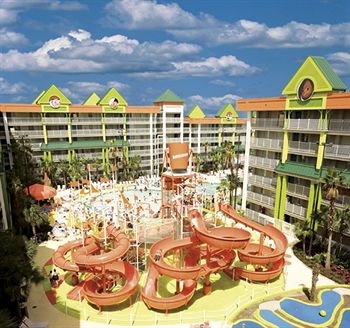 Nickelodeon Suites Resort exterior at night