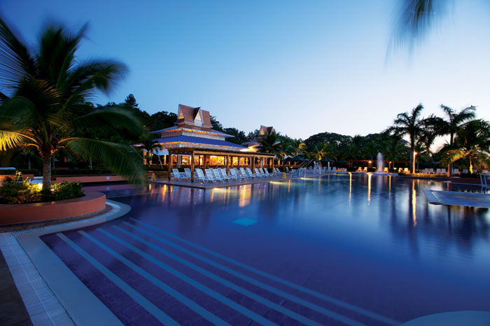 Royal Decameron pool at night