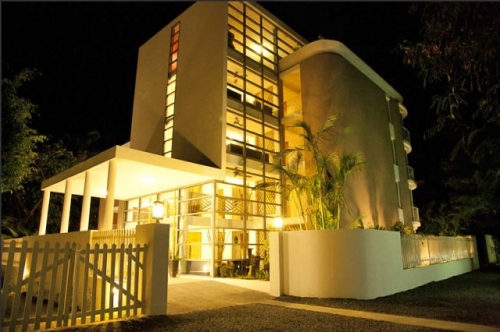 Paradise Oceanic Hotel exterior at night