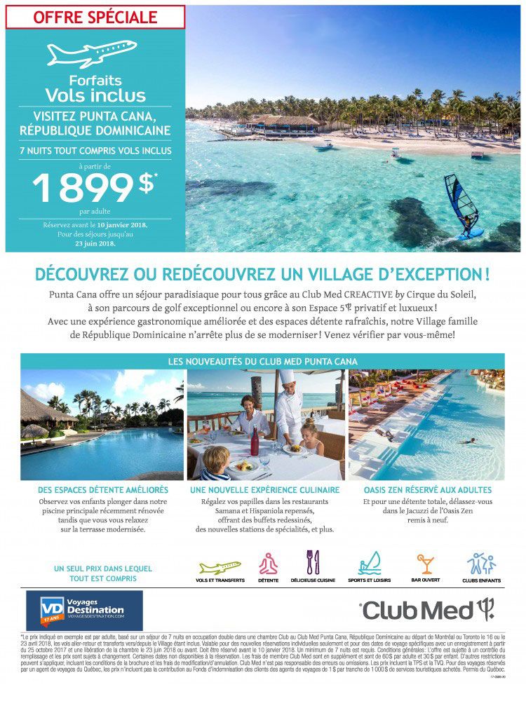 Découvrez notre offre spéciale Club Med Punta Cana 7 nuits tout