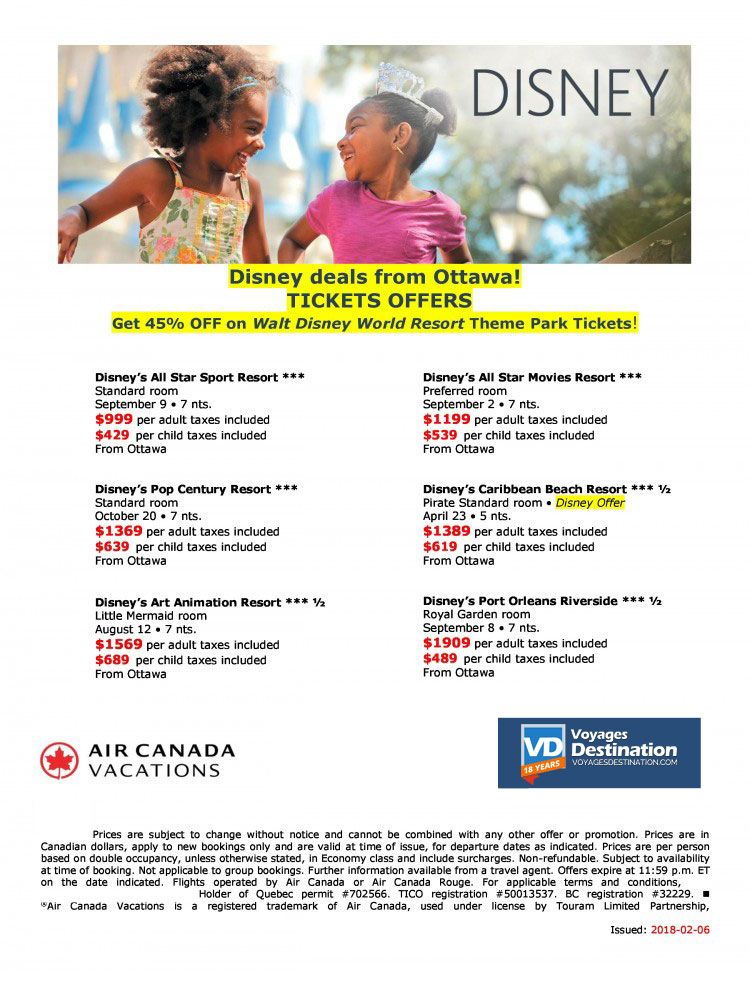Disney deals from Ottawa! Get 45 OFF on Walt Disney World Resort Theme