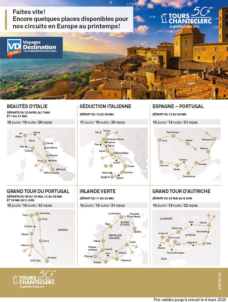 Tours Chanteclerc Faites vite! Italie! Voyages Destination
